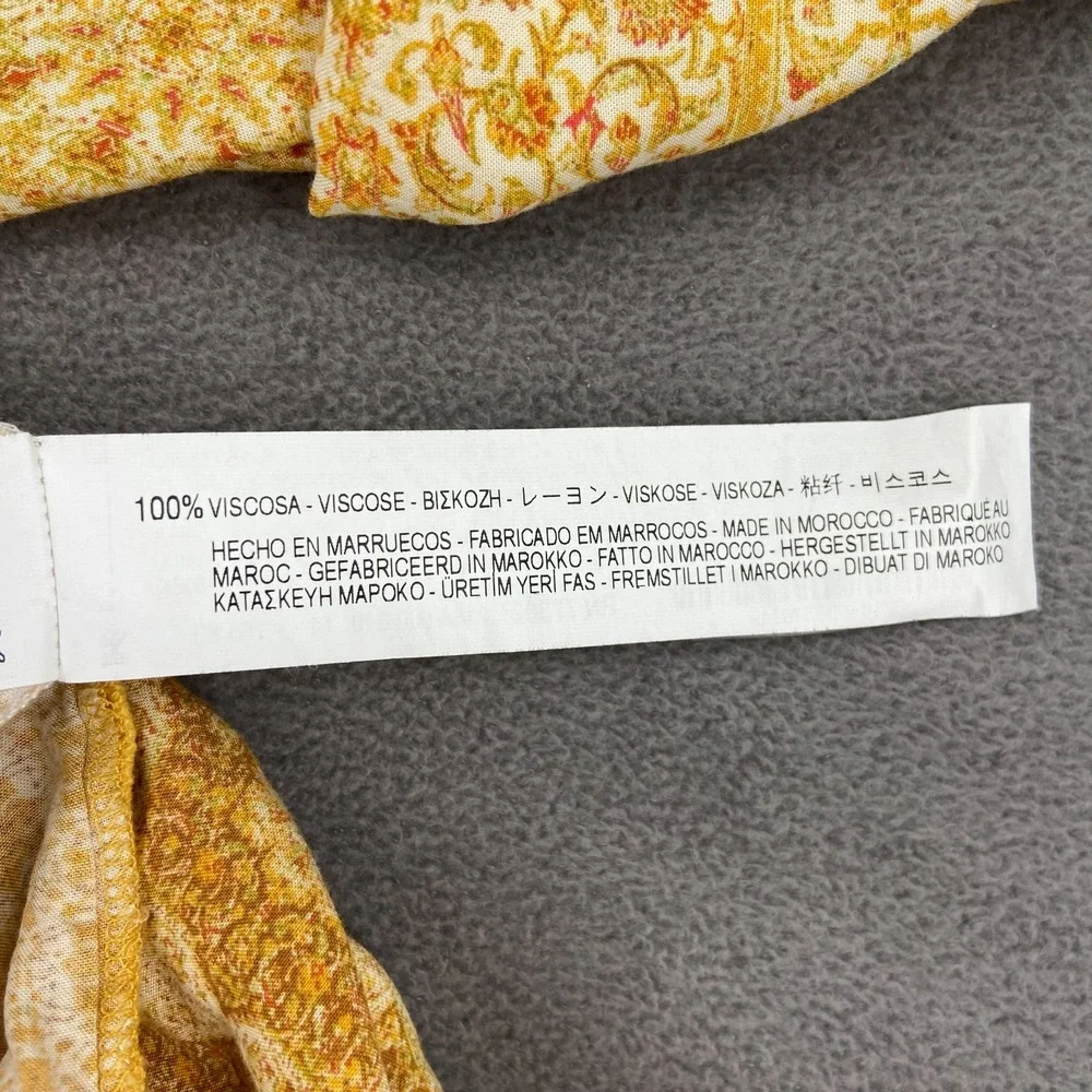 Zara A Line Dress Girls 13/14 Yellow Floral Boho Lace Trim Casual Long Sleeve